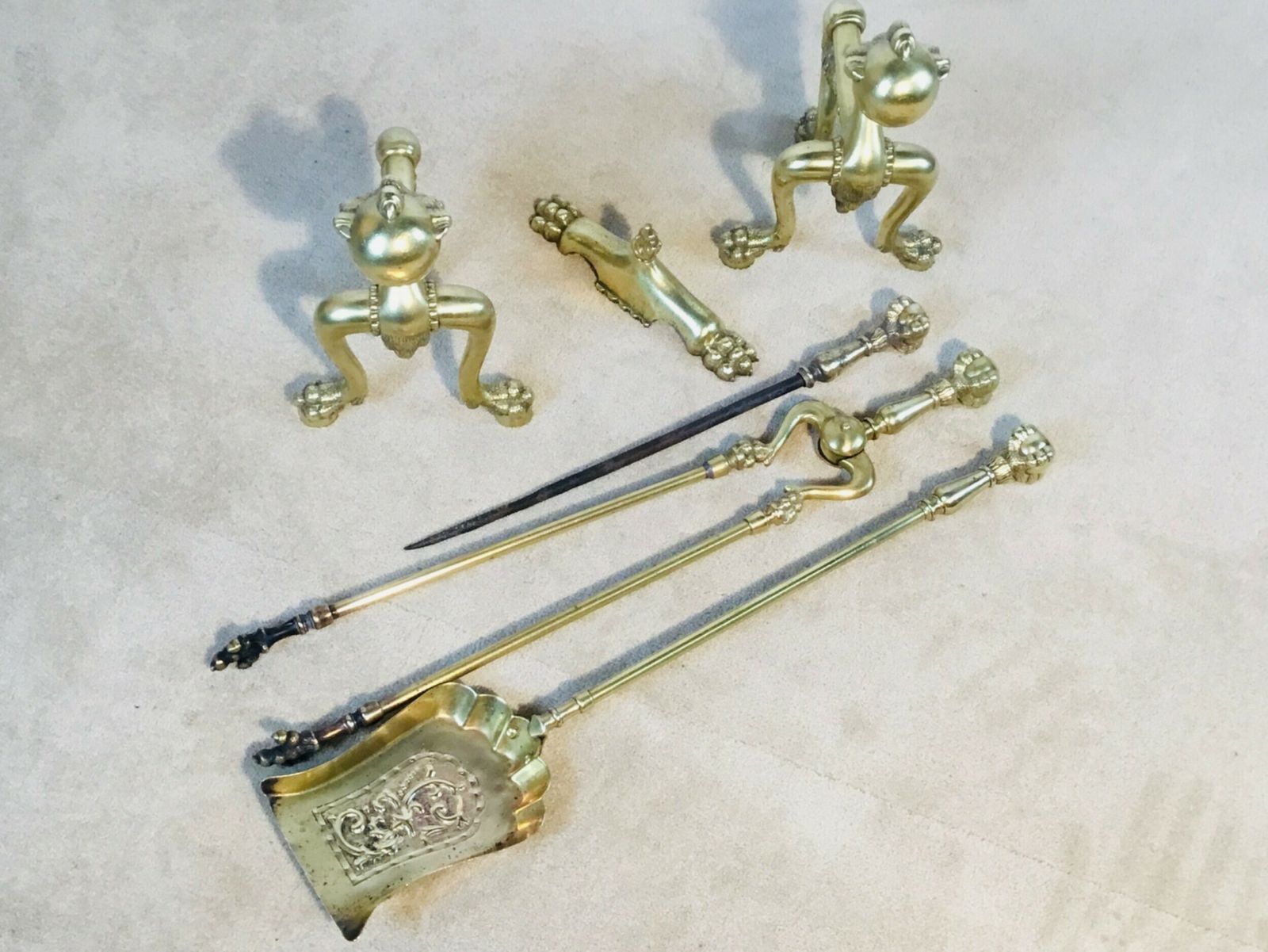 photo furniture Rare Brass Fireside Suite Of Claw & Ball Design