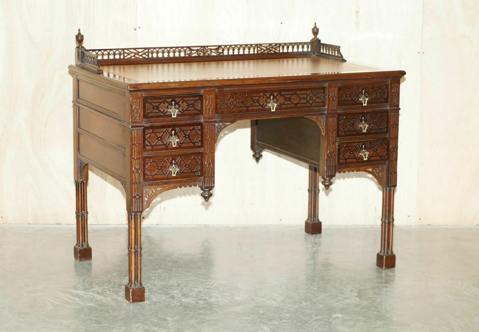 Important Original Edward & Roberts Restored Chinese Thomas Chippendale Desk