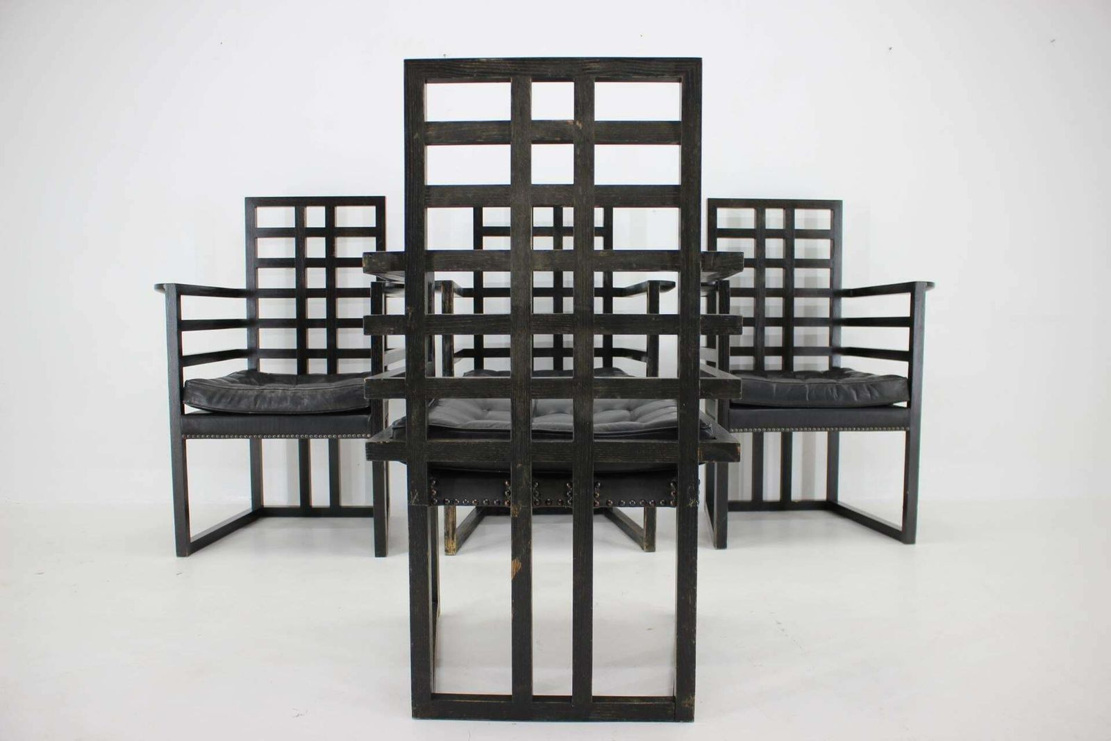 photo for sale Set Of Four Josef Hoffmann Armloffel Chairs Made By Wittmann, Austria