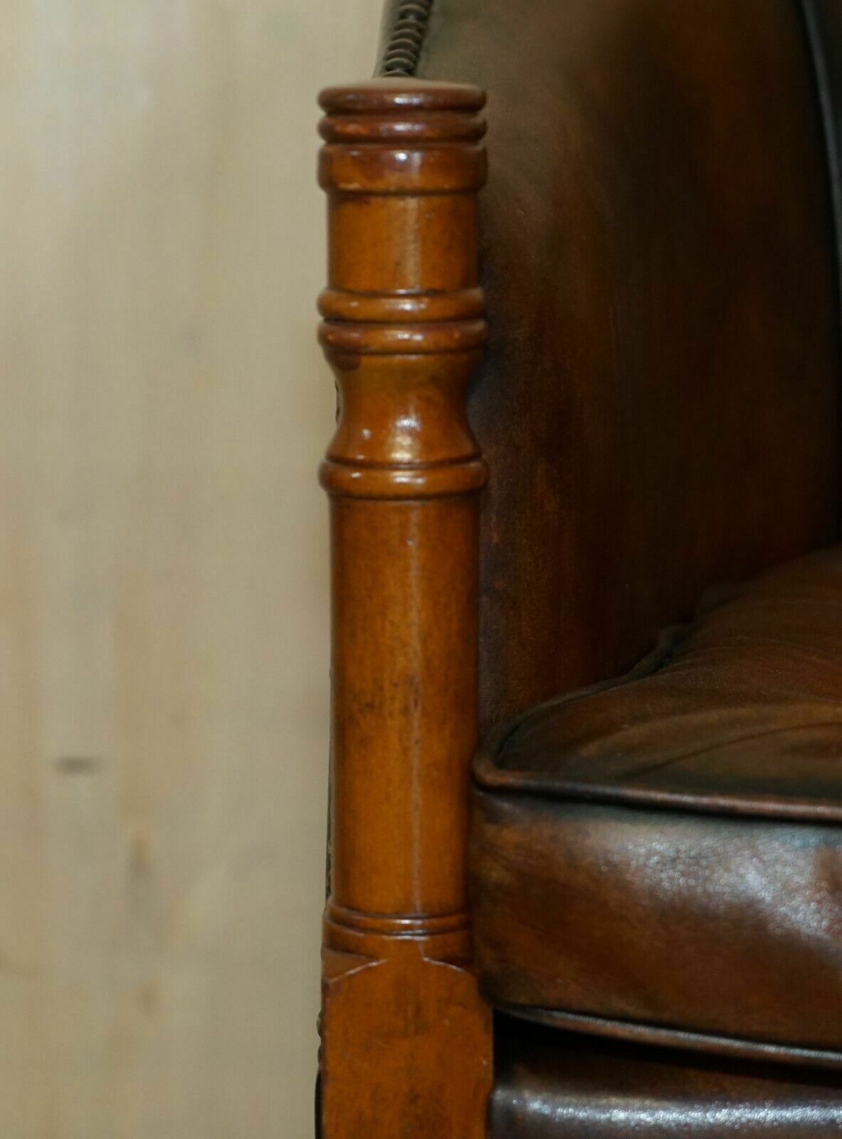 Six Hand Dyed Brown Leather Thomas Chippendale Chesterfield Tub Club Armchairs photo vinterior