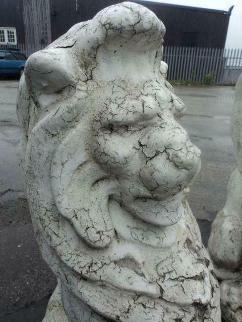 Pair Of Antique Stone Garden Lions C.1880   1900 photo Garden Decor