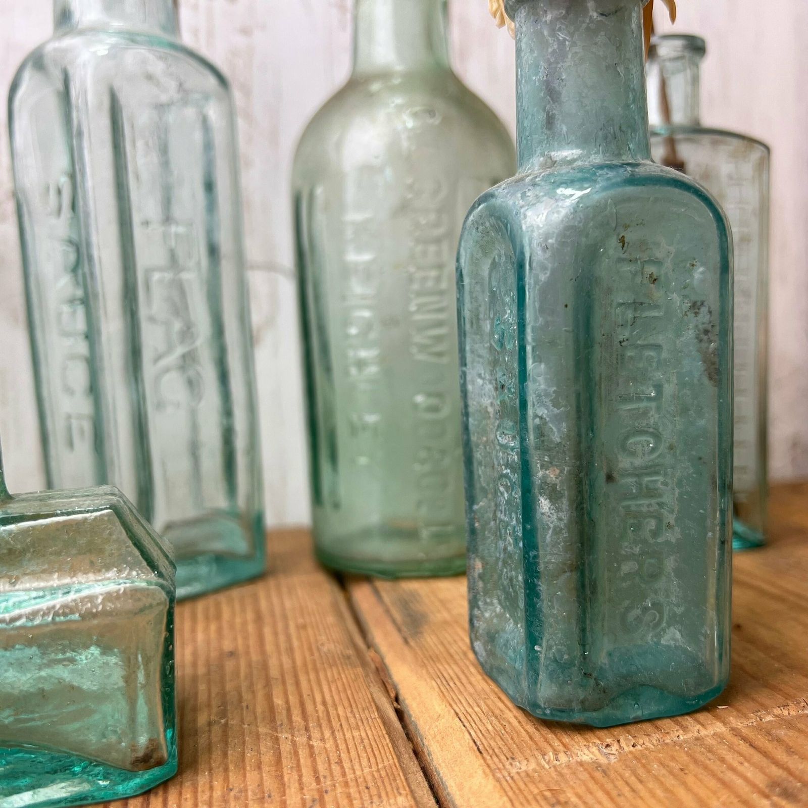 Collection Of Ten Antique Glass Poison Apothecary Chemist Bottles Vases photo buy