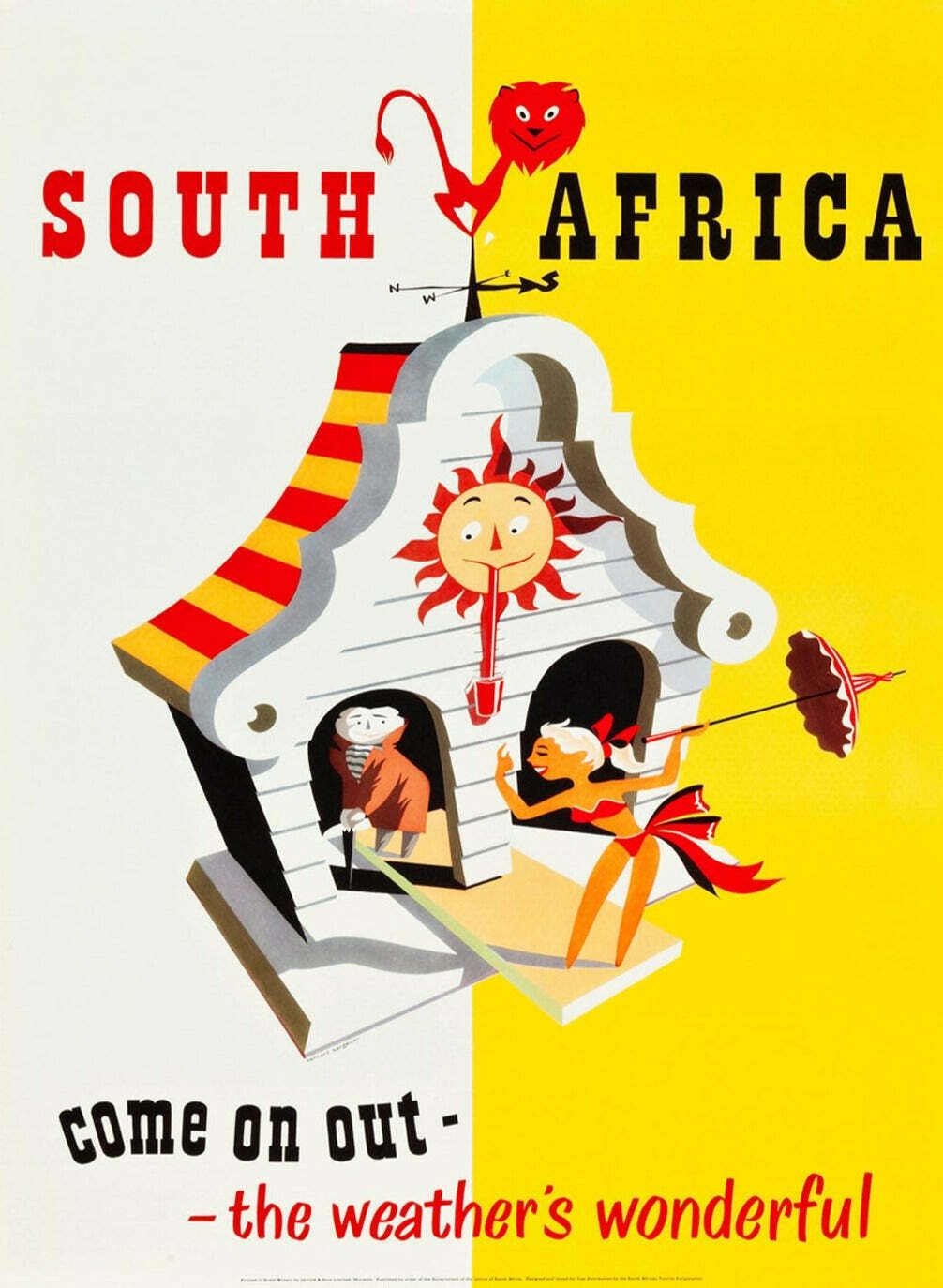 South Africa   Come On Out, The Weather's Wonderful Original Vintage Poster