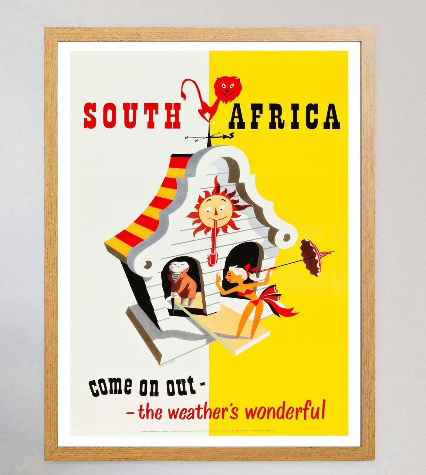 South Africa   Come On Out, The Weather's Wonderful Original Vintage Poster photo Art