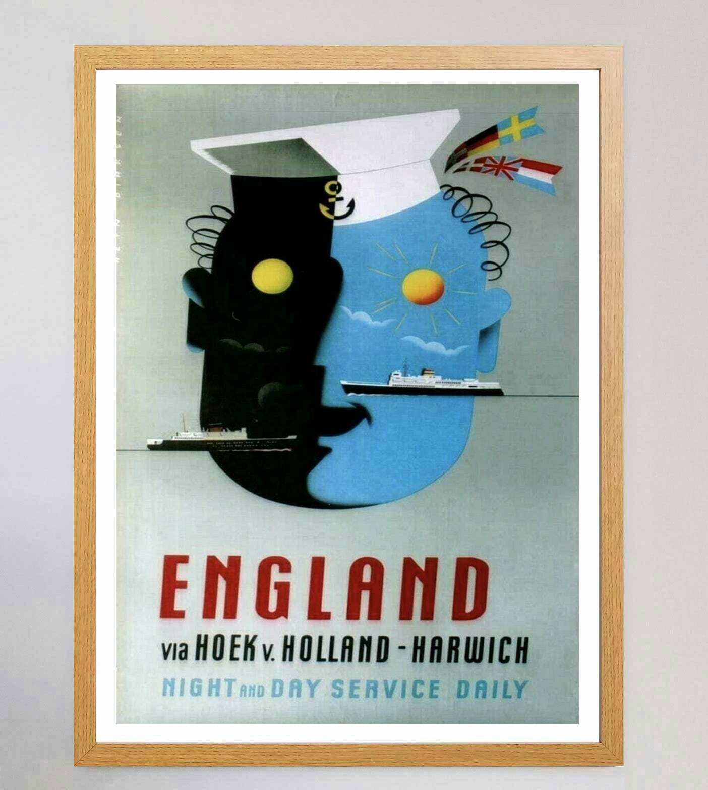 England   Night And Day Service Daily  Original Vintage Poster photo Art