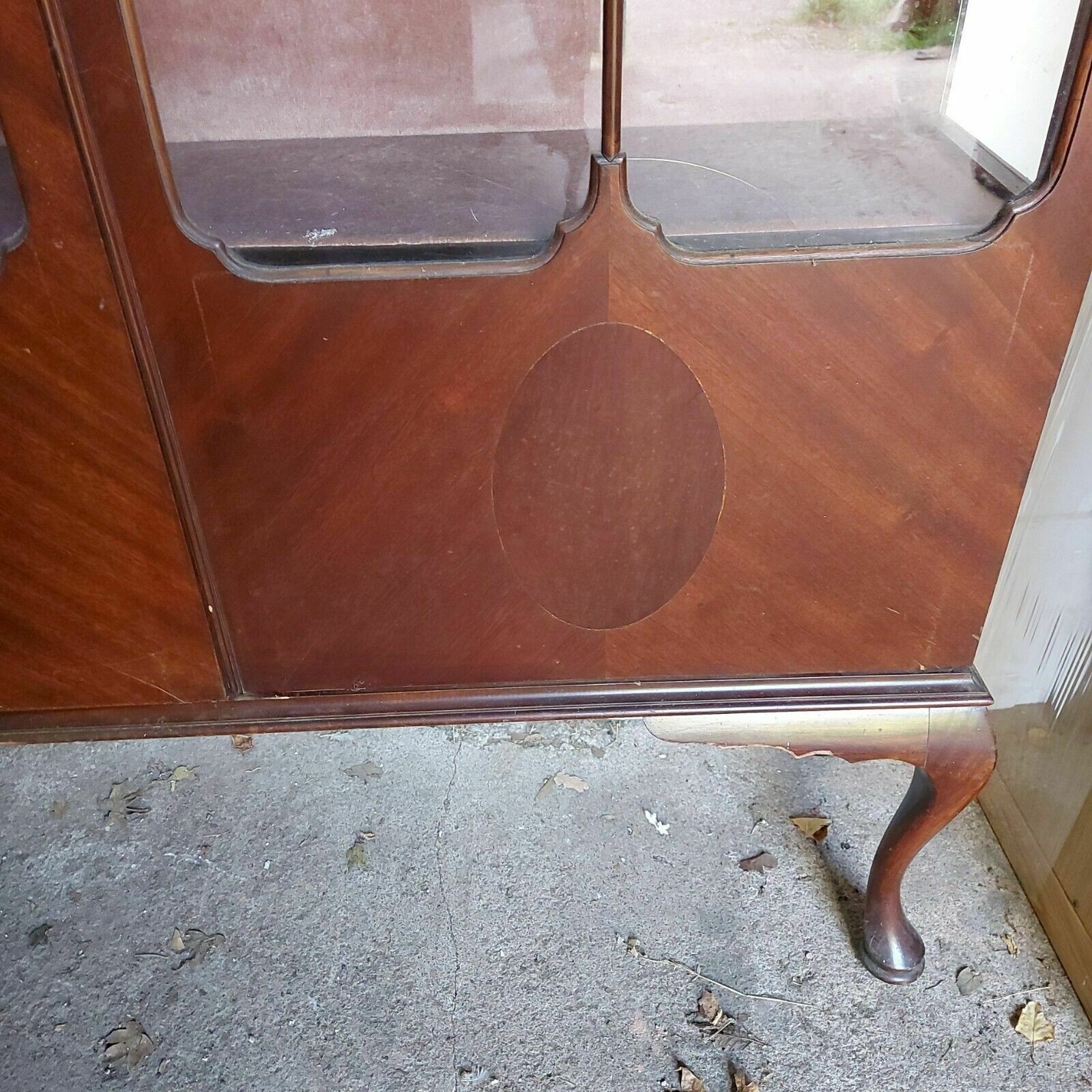 1920's Mahogany Double Door Display Cabinet On Queen Anne Legs For Restoration photo 170.0