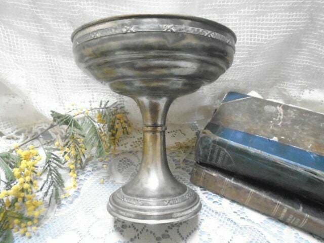 Antique French Art Nouveau Silver Plated Compote Dish, Pedestal Fruit Bowl, Silver Brass Copper Tableware, Cake Stand photo buy
