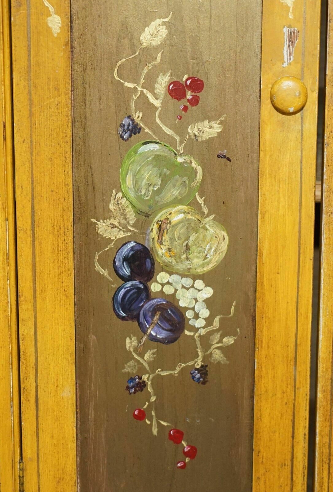 Antique Circa 1860 French Hand Painted Pine Housekeepers Sideboard Cupboard photo vinterior