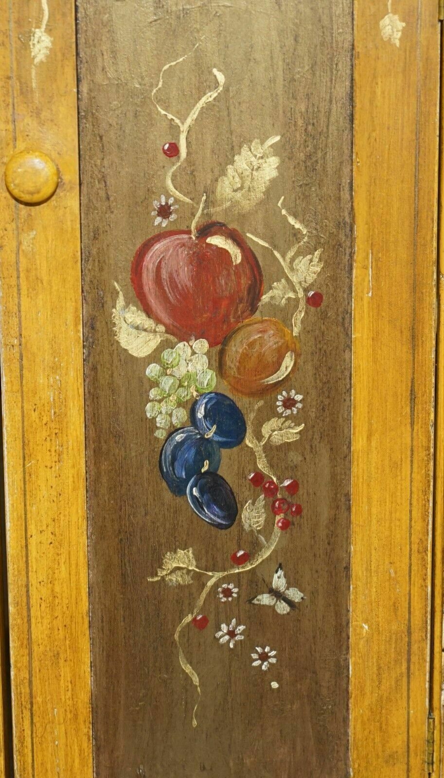 Antique Circa 1860 French Hand Painted Pine Housekeepers Sideboard Cupboard photo vintage