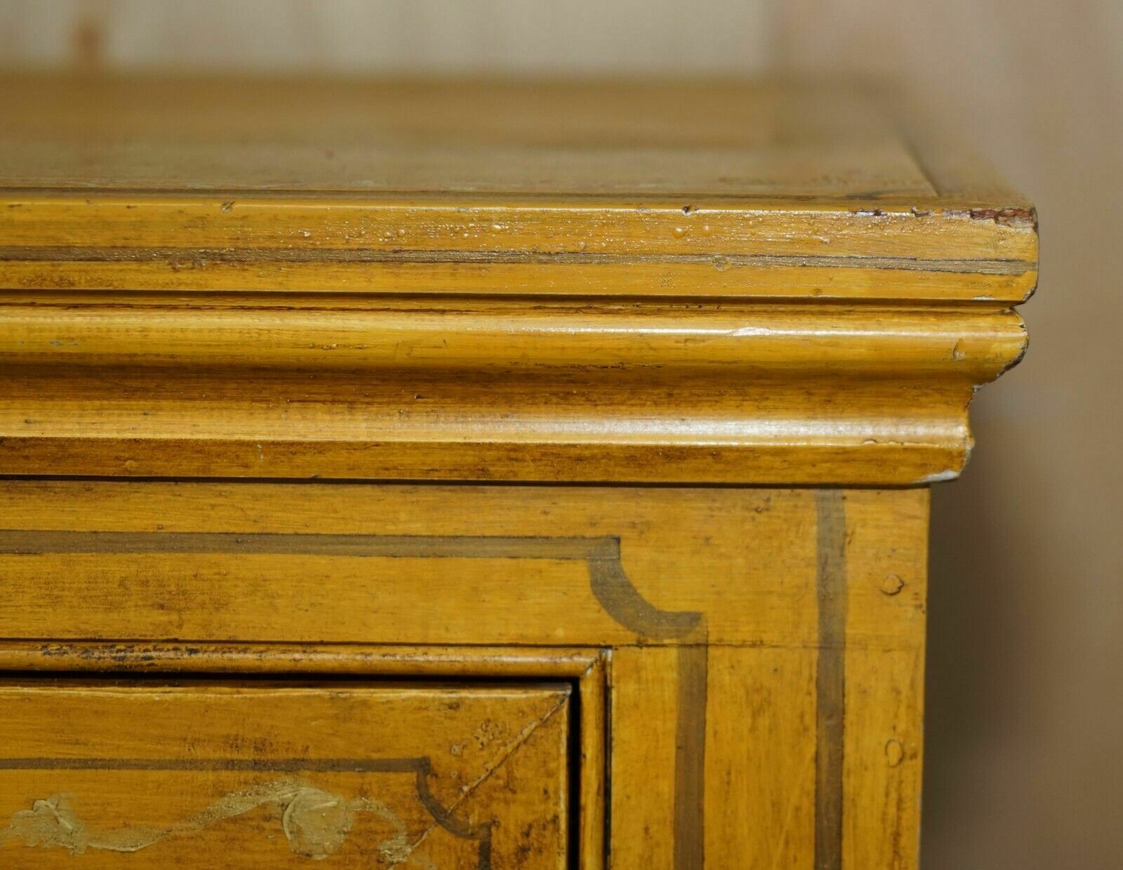 photo furniture Antique Circa 1860 French Hand Painted Pine Housekeepers Sideboard Cupboard