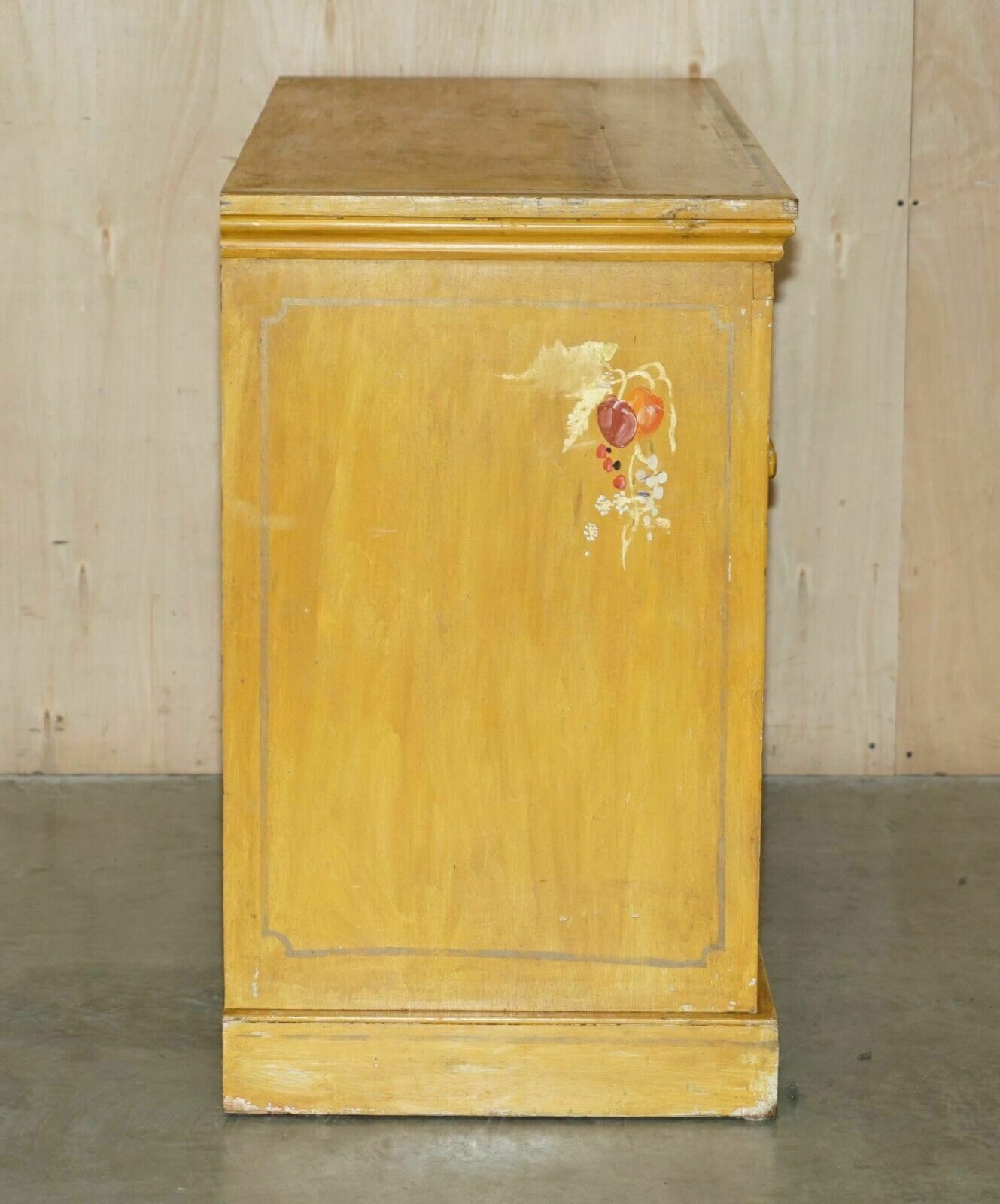 photo buy Antique Circa 1860 French Hand Painted Pine Housekeepers Sideboard Cupboard