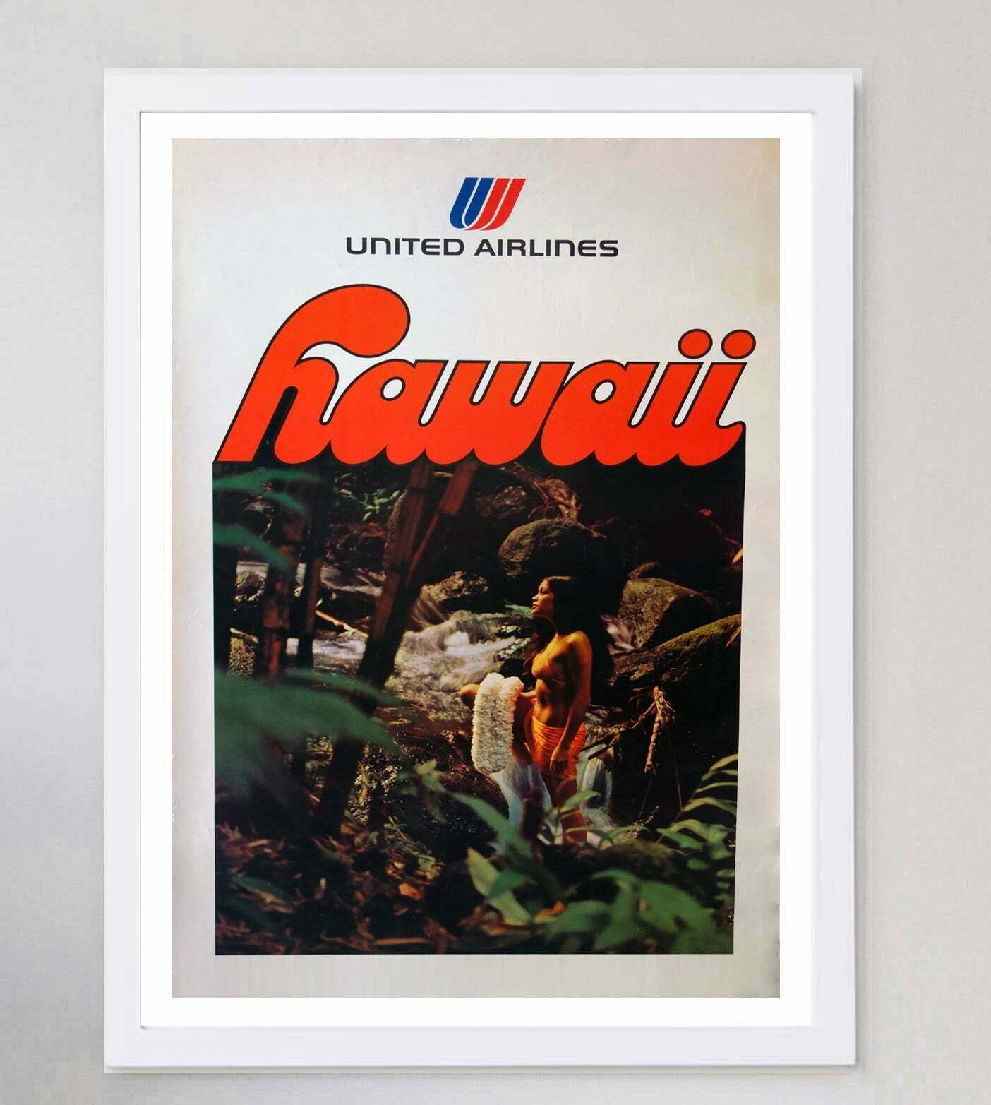 United Airlines   Hawaii Vendor 1977 Original Vintage Poster photo for sale