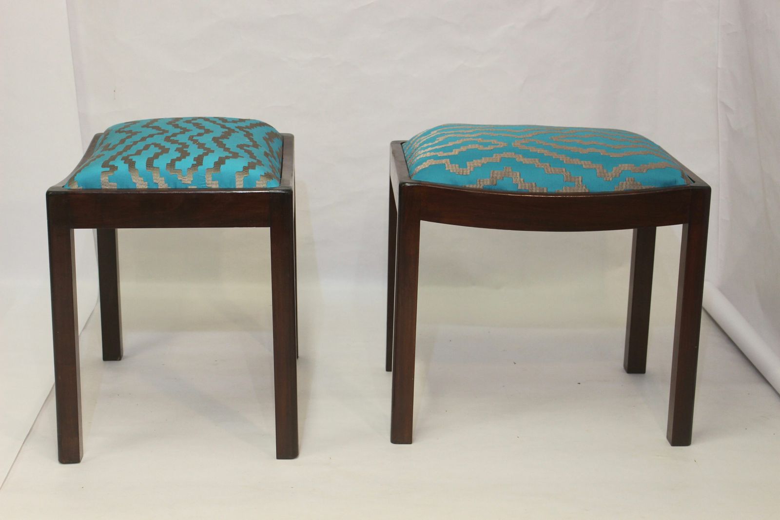Pair Of Designer Stools From The 50s/60s In Jacquard Fabric. photo buy