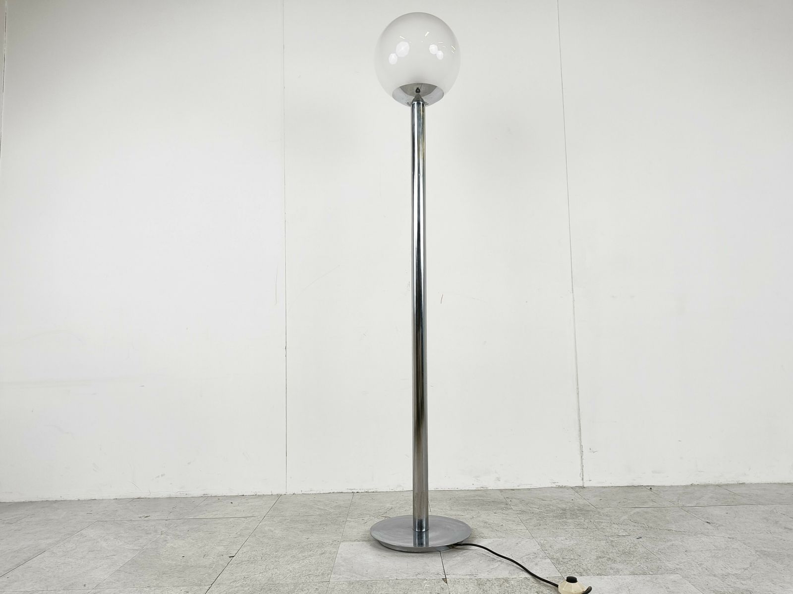 Vintage Chrome And Glass Floor Lamp, 1970s