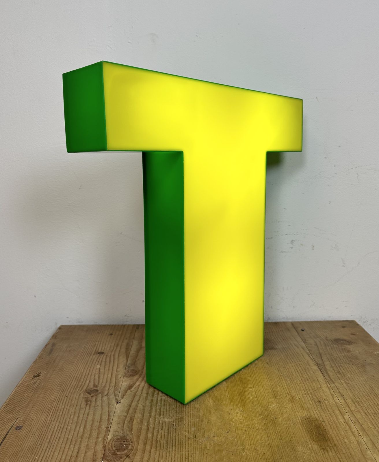 photo furniture Vintage Yellow Illuminated Letter T , 1970s