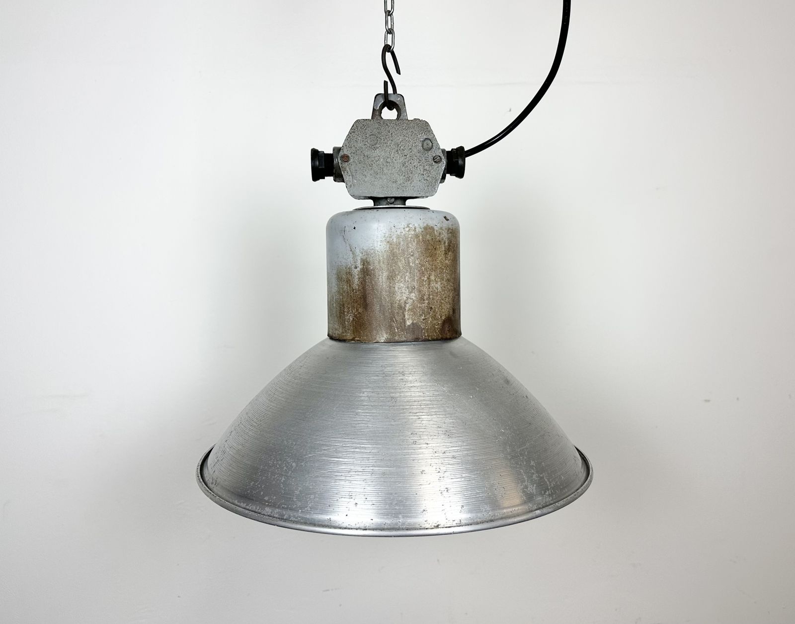 photo furniture Industrial Aluminium Pendant Lamp From Polam Wilkasy, 1960s, 2x