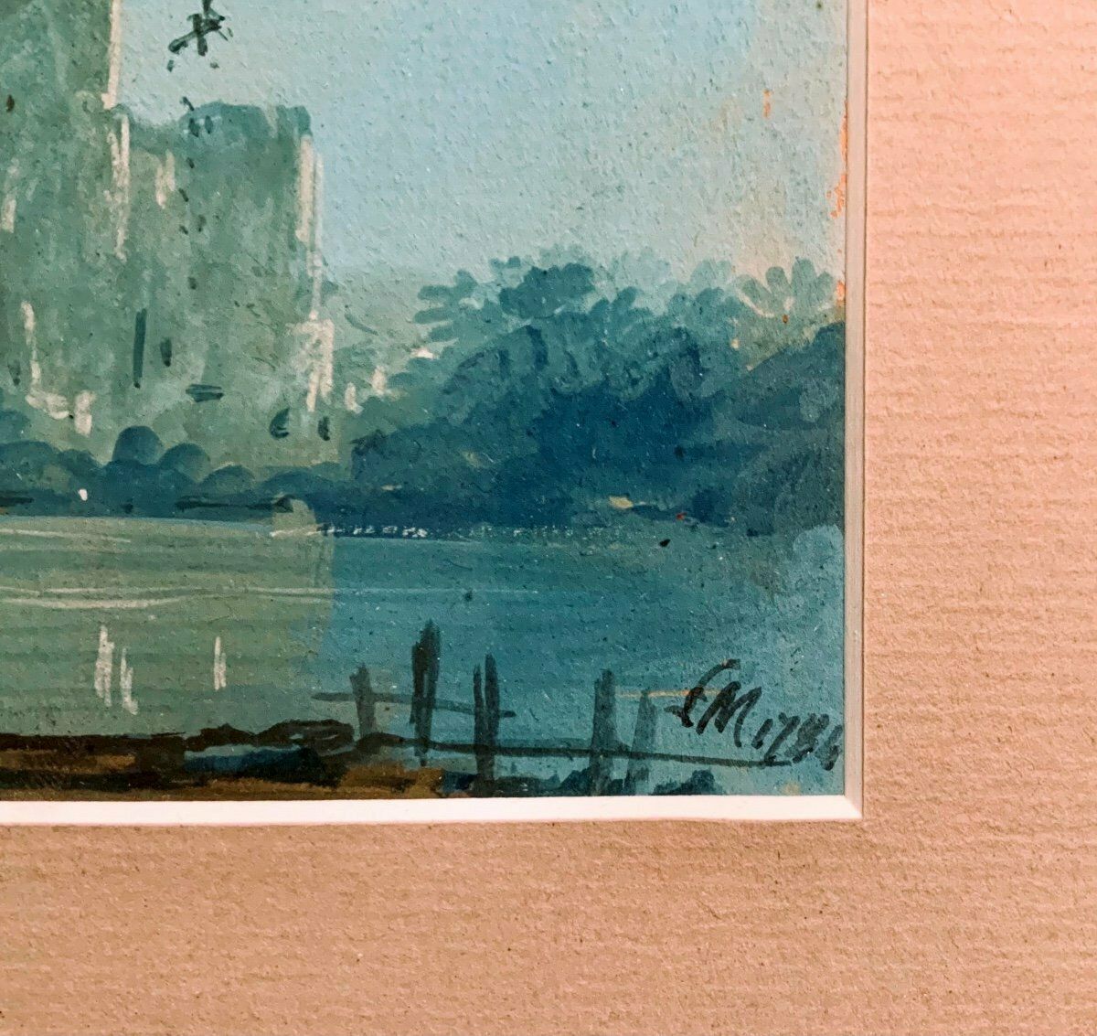 Italian Watercolor, Gouache Circa 1800 Representing Hunters In A Landscape photo for sale
