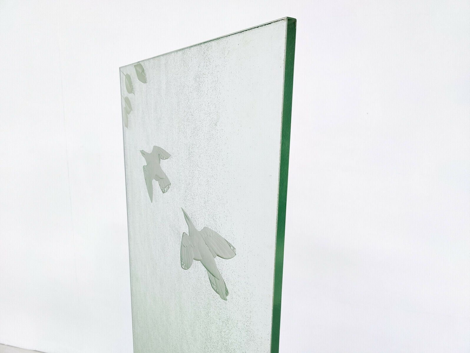 Pair Of Mid Century Modern Engraved Glass Panels photo for sale