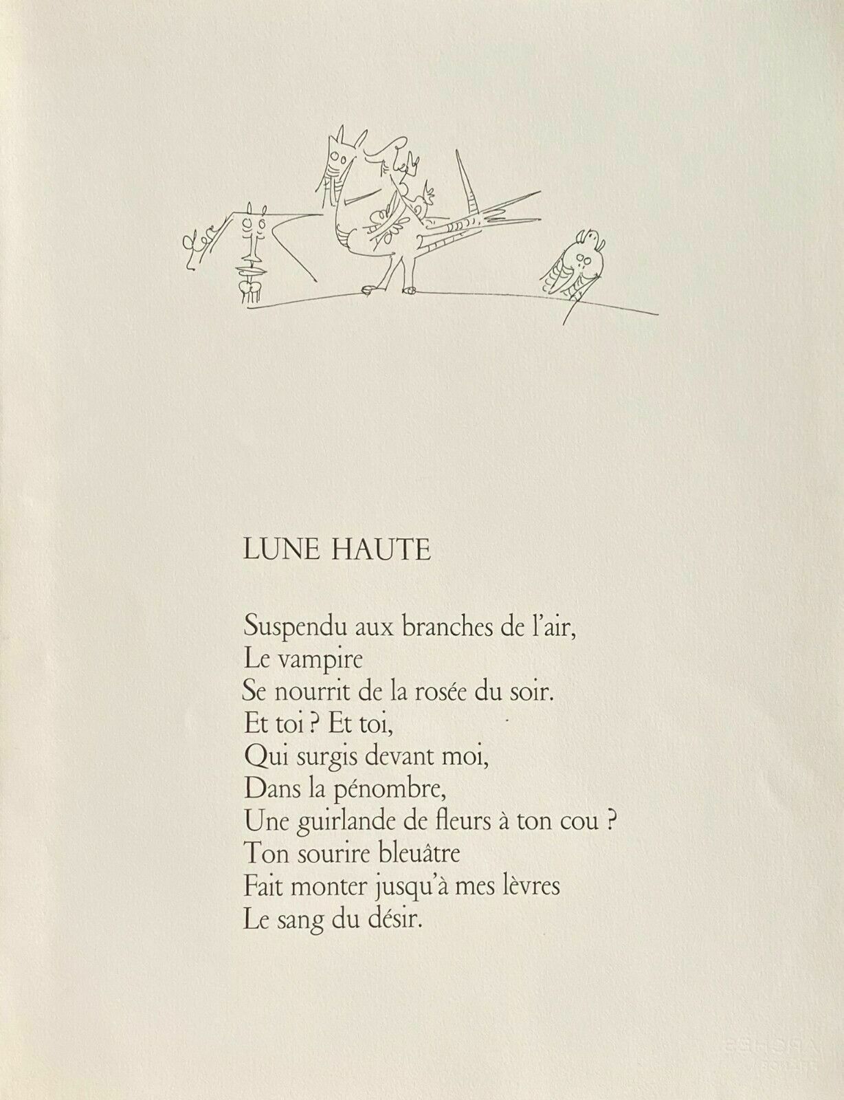 Wilfredo Lam   Original Lithograph 1974   Poem By José Pierre
