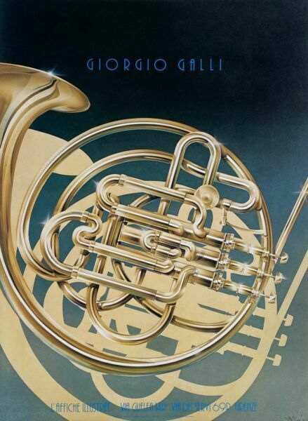 Giorgio Galli   Signed Illustrated Poster Advertising Watch Firenze Italy