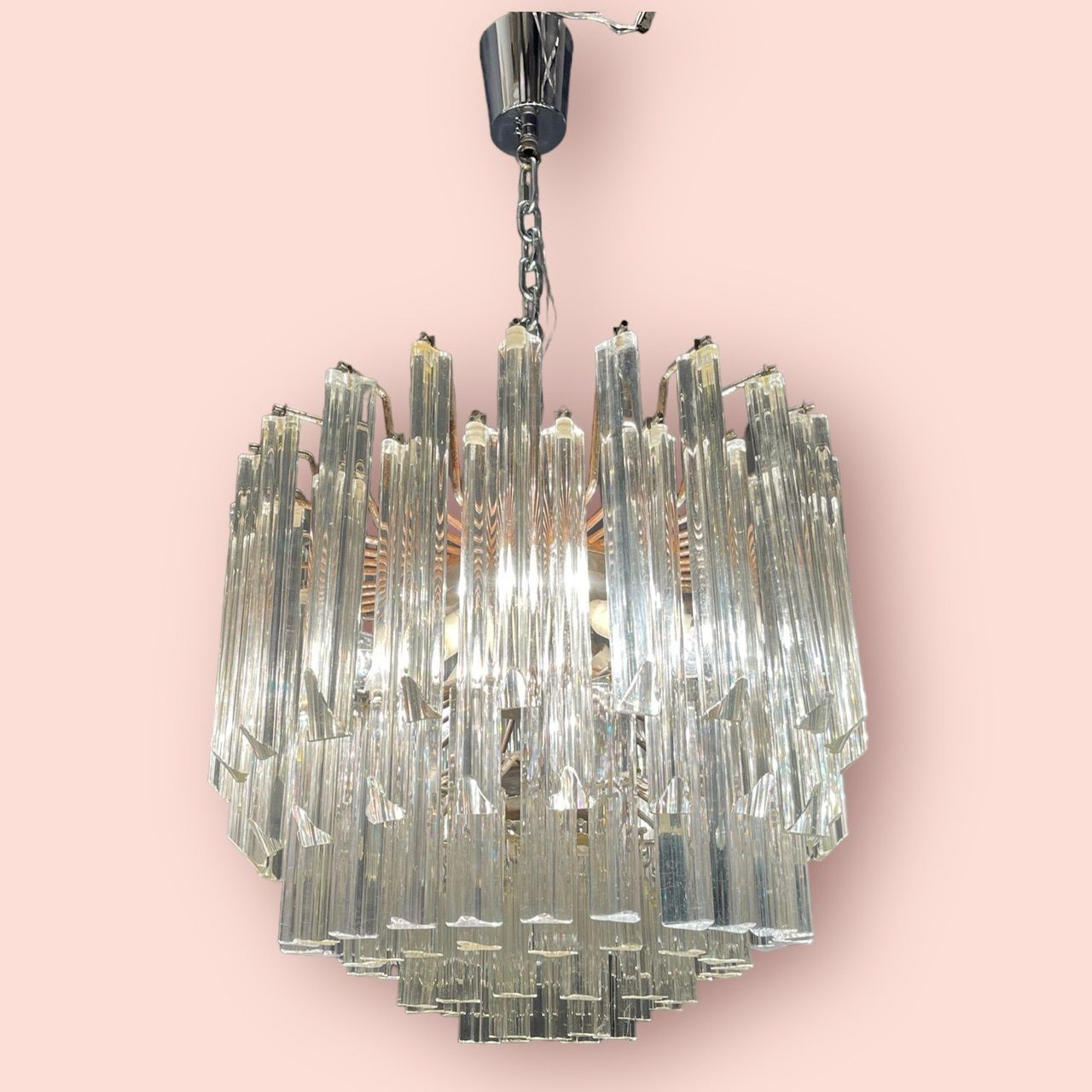 Italian Murano Glass Prism Triedri Chandelier