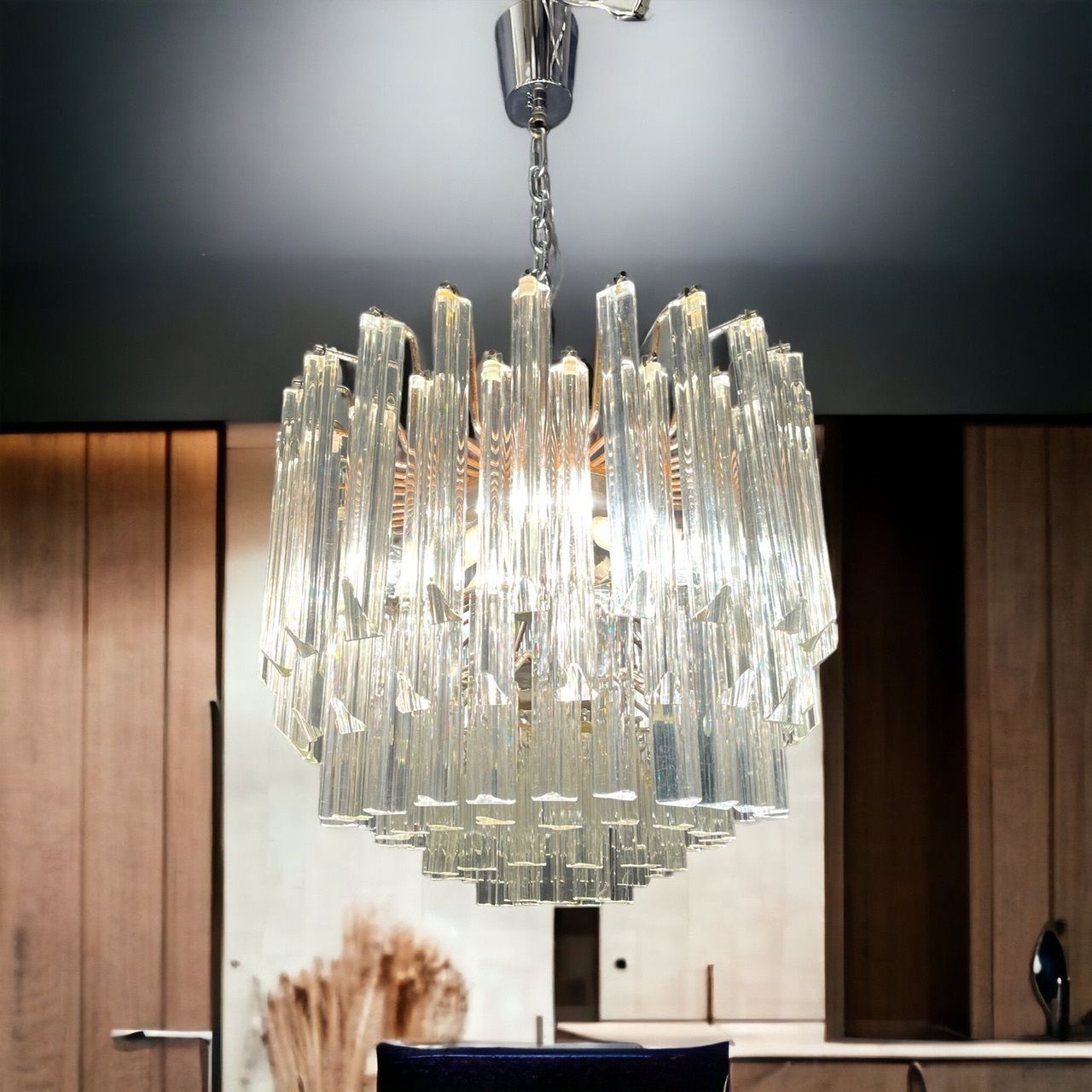Italian Murano Glass Prism Triedri Chandelier photo for sale