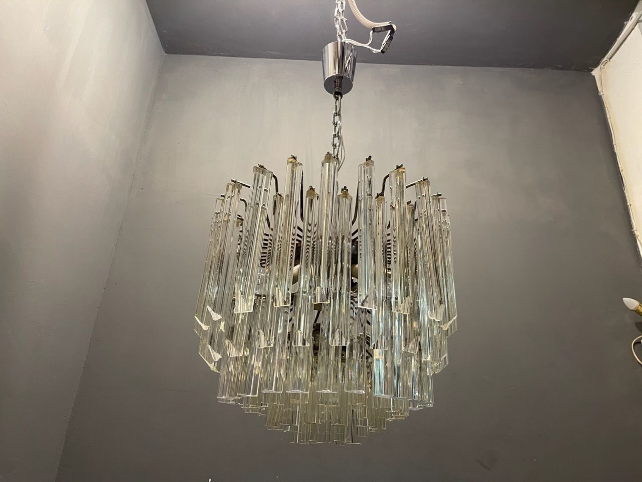 photo for sale Italian Murano Glass Prism Triedri Chandelier