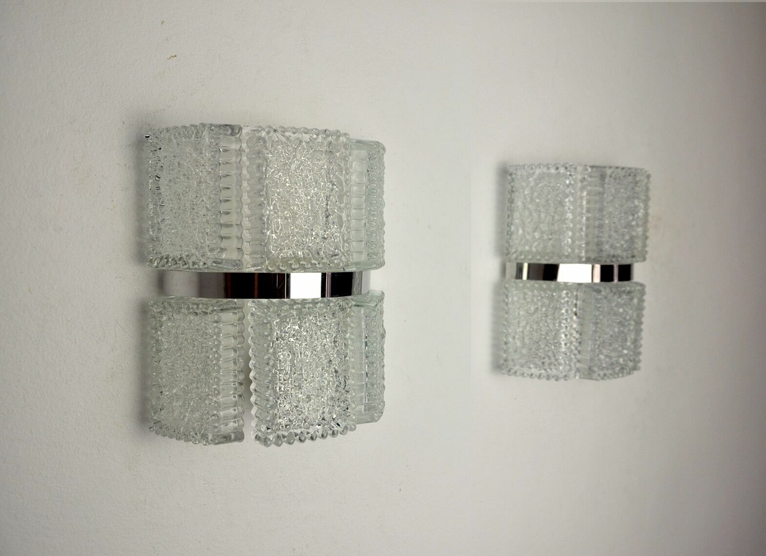 Pair Of Sconces By Kaiser Leuchten, Frosted Glass, Germany, 1960 photo vintage