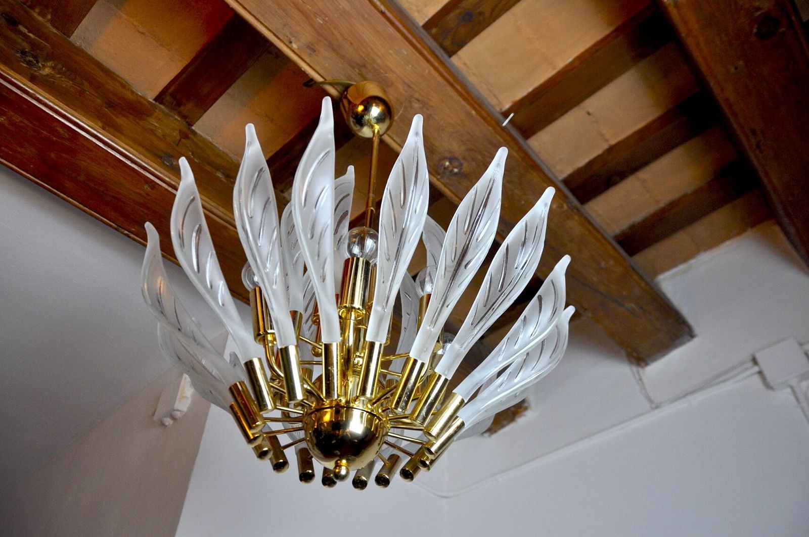 Floral Chandelier By Venini Leaves In Murano Glass Italy, 1970 photo buy