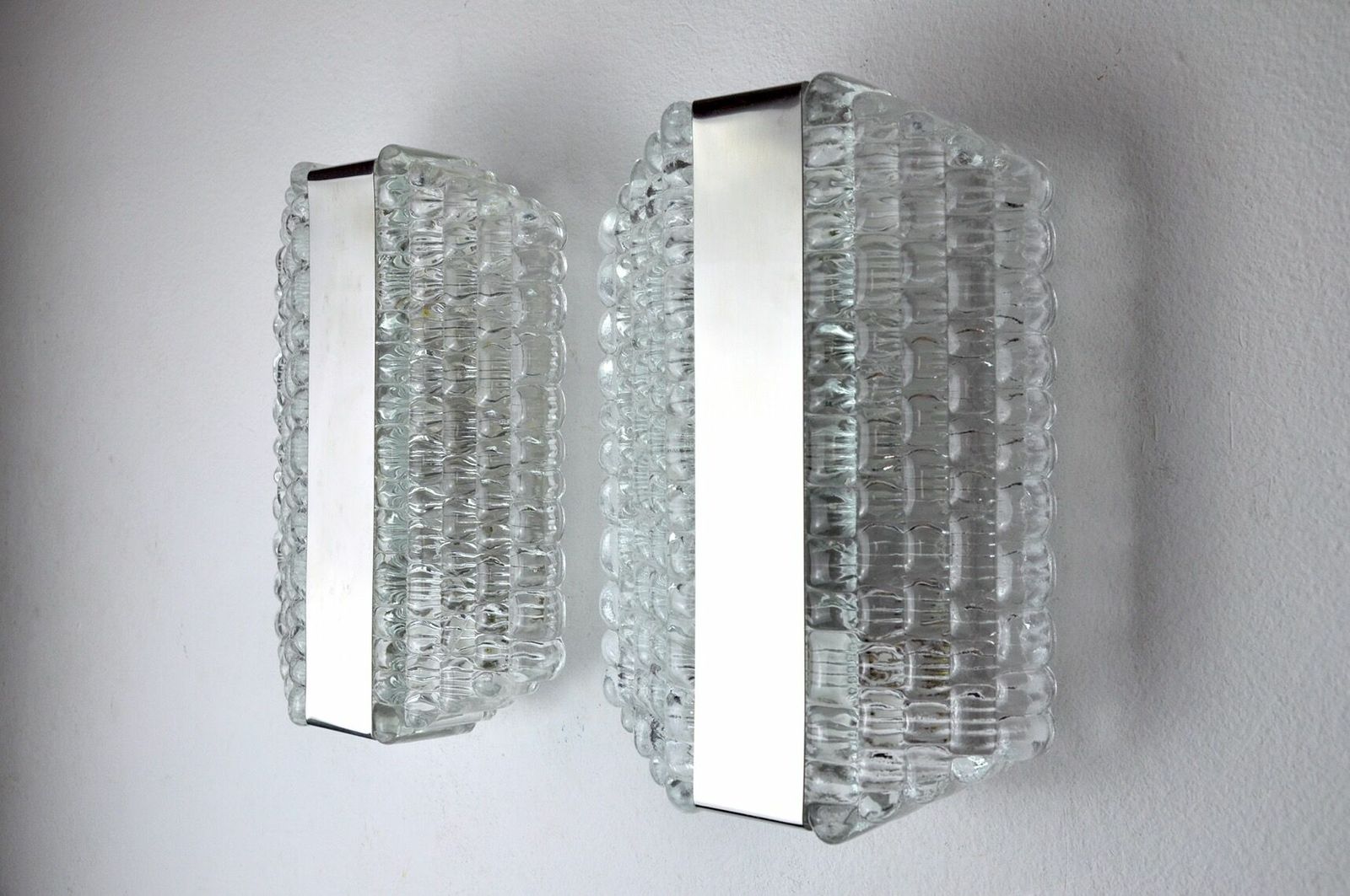 Pair Of Wall Lamps By Kaiser Leuchten, Frosted Glass, Germany, 1960 photo 1671.0