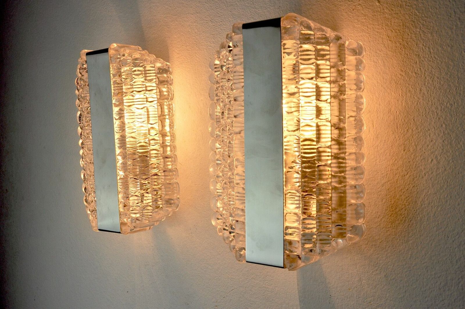 Pair Of Wall Lamps By Kaiser Leuchten, Frosted Glass, Germany, 1960 photo vinterior