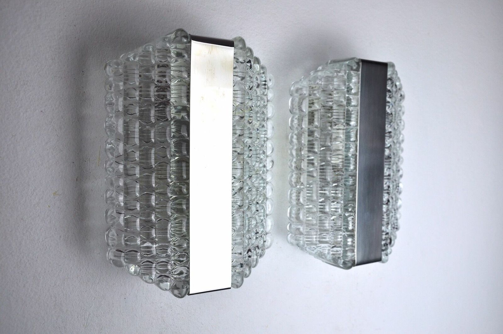 Pair Of Wall Lamps By Kaiser Leuchten, Frosted Glass, Germany, 1960 photo buy