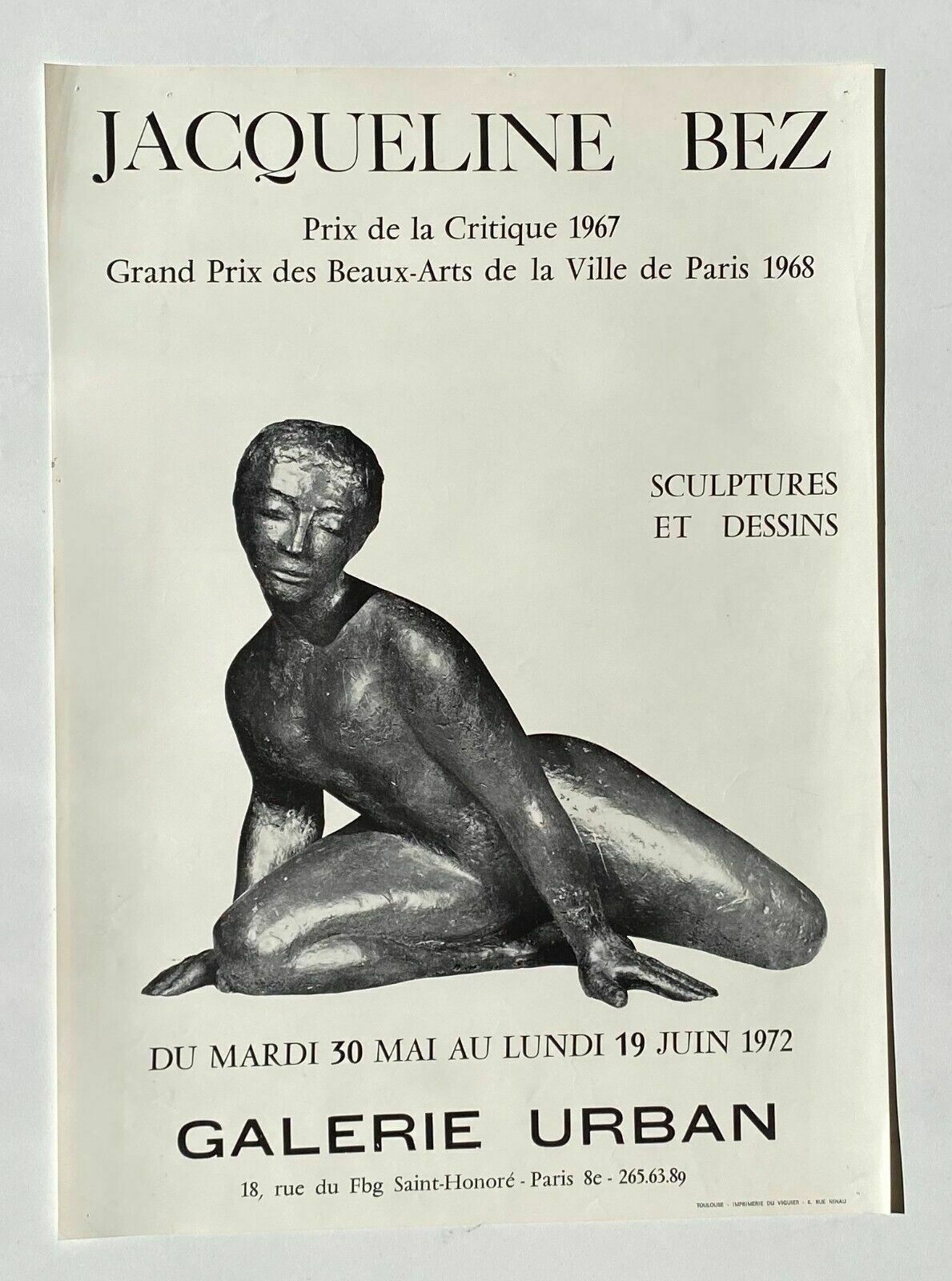 Jacqueline Bez   Exhibition Poster Sculptures And Drawings 1972 Galerie Urban