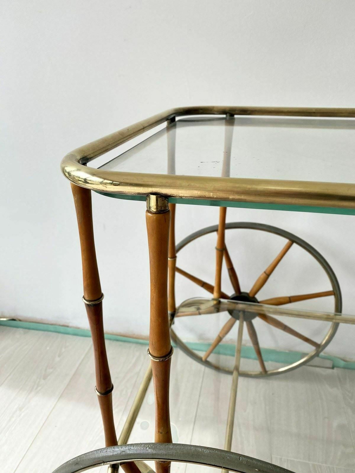 Maison Jansen Faux Bamboo & Brass Drinks Trolley photo vinterior