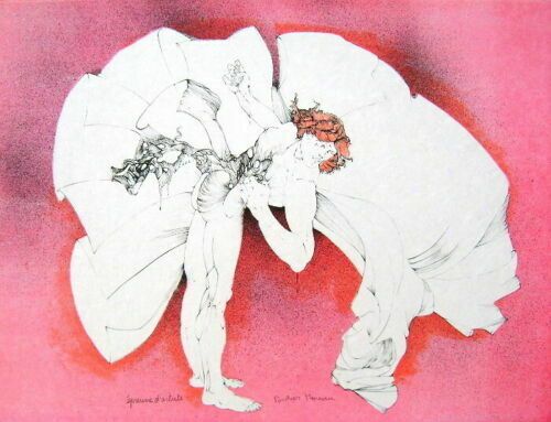 Didier Moreau Original Signed Lithograph On Japan Paper Veiled Love Portrait