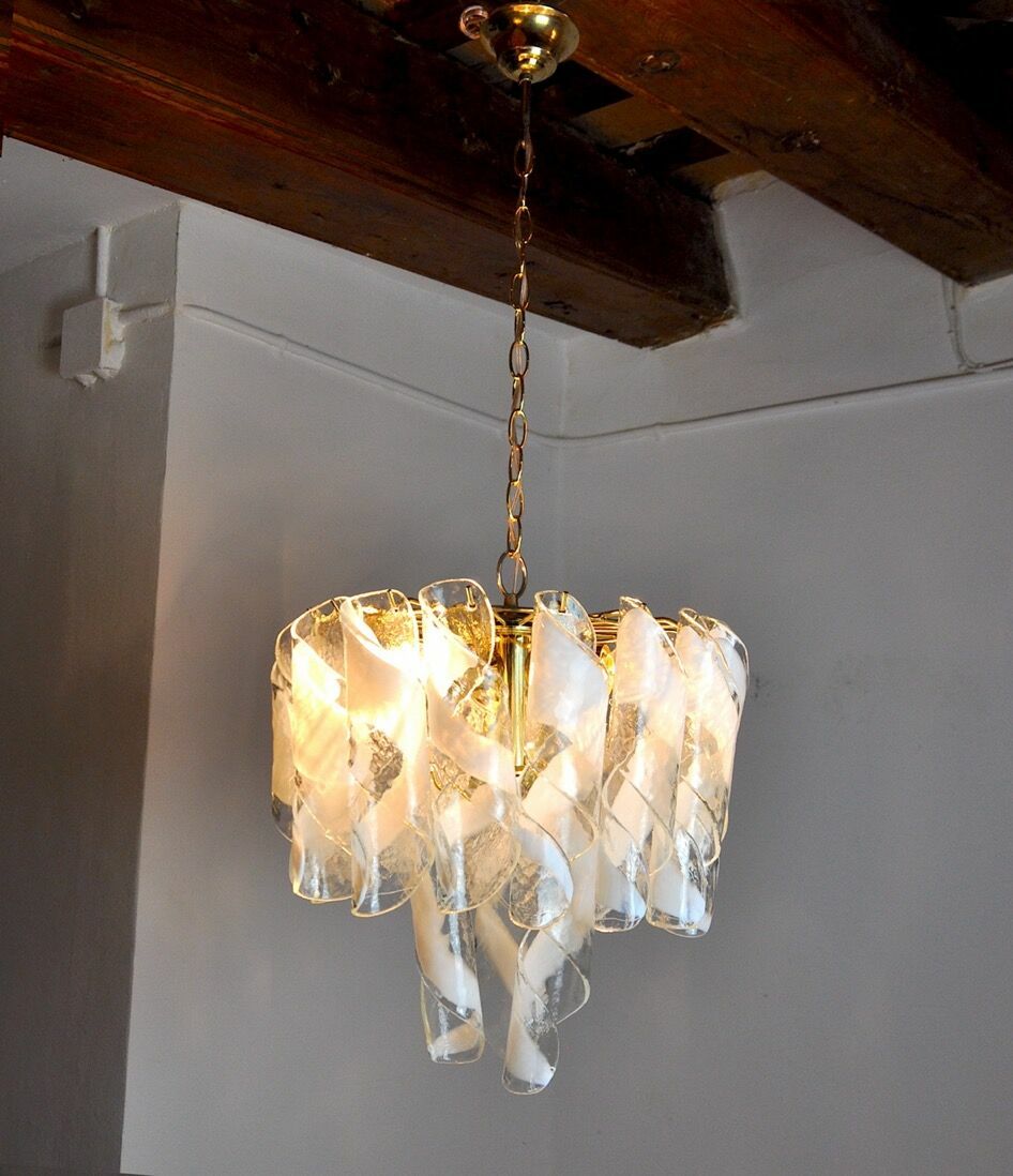 Spiral Chandelier By Simoeng, Murano Glass, Italy, 1960 photo for sale