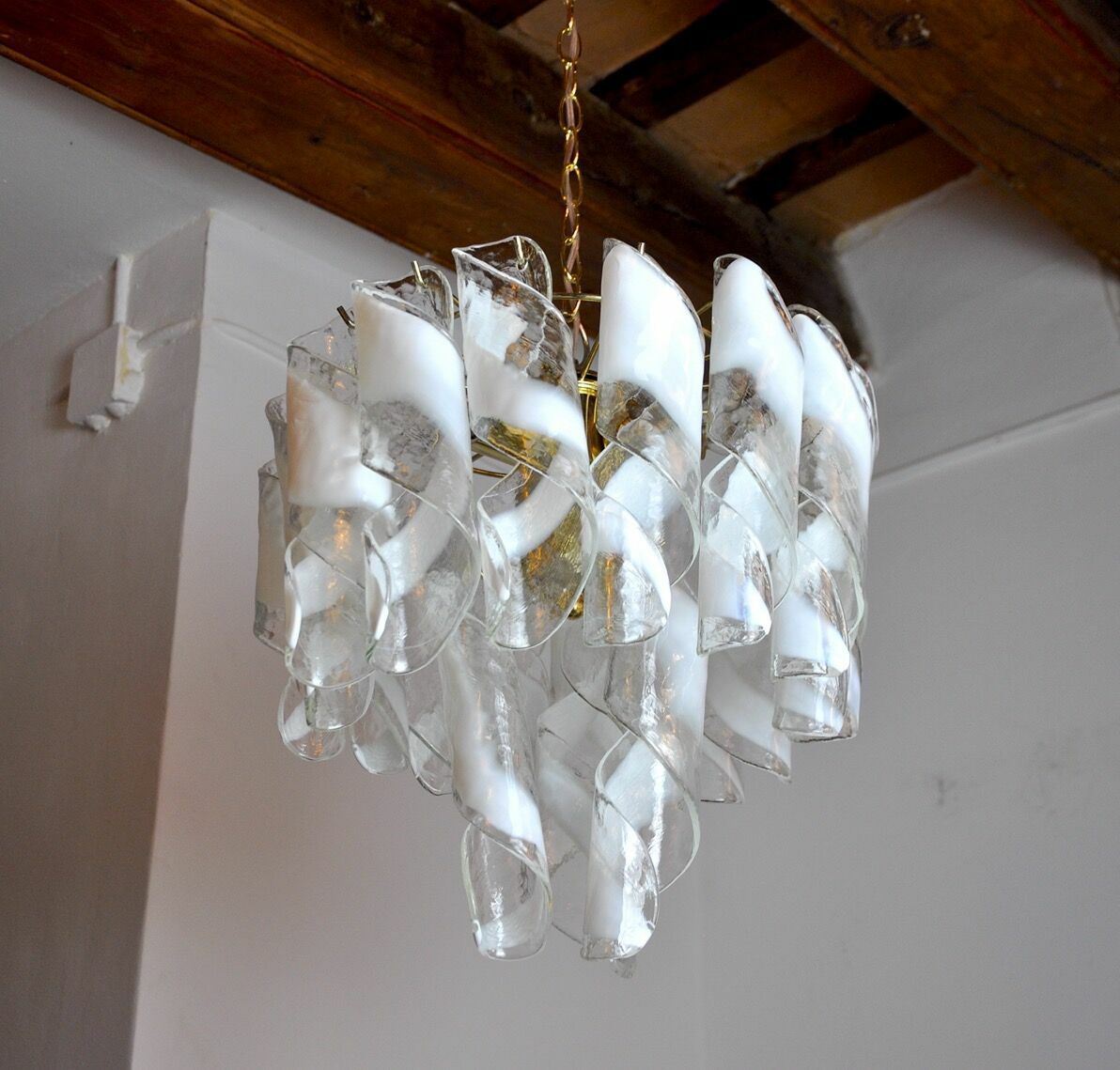 Spiral Chandelier By Simoeng, Murano Glass, Italy, 1960 photo vinterior