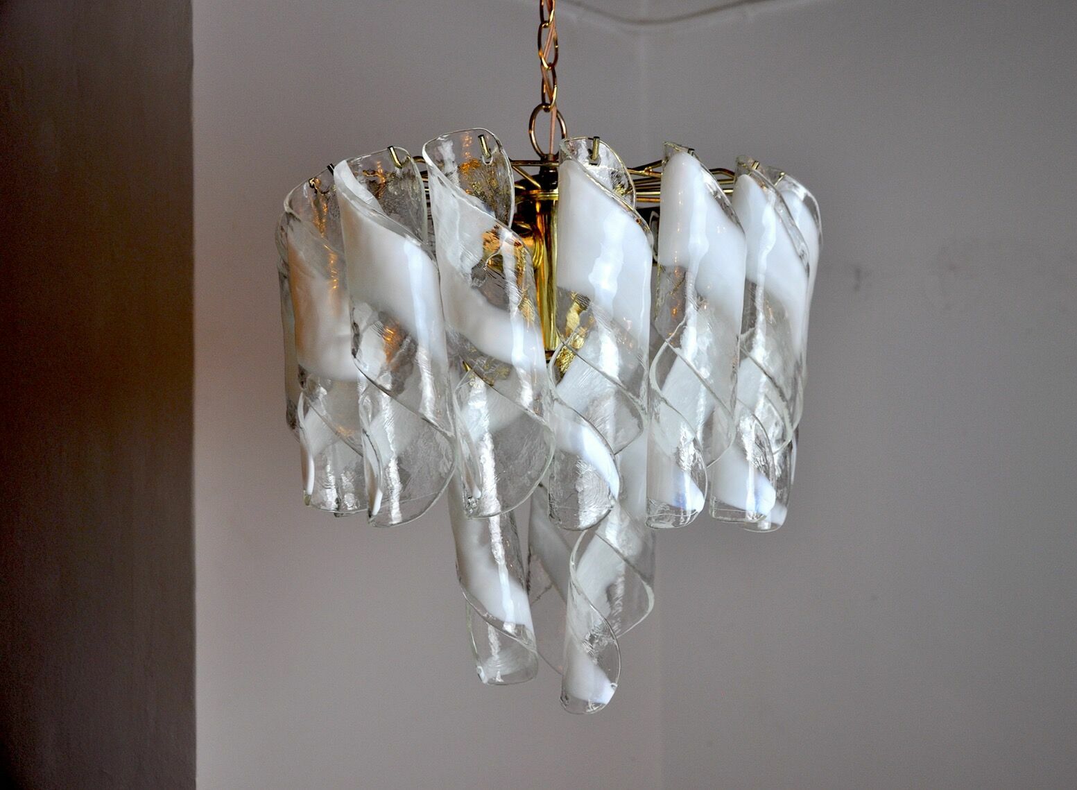 Spiral Chandelier By Simoeng, Murano Glass, Italy, 1960 photo vintage