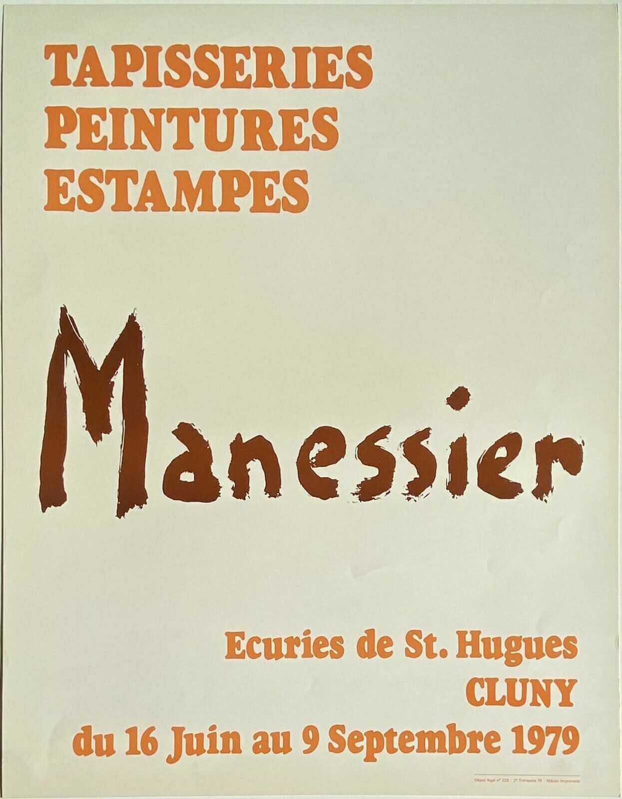 Manessier  1979 Exhibition Poster On Thin Cardboard  Exhibition In Cluny