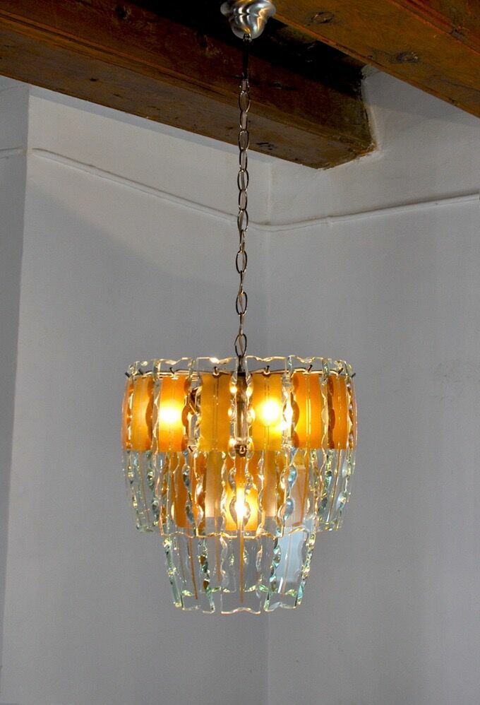 Zero Quattro Chandelier In Brown Cut Glass From Murano Italy 1970 photo buy