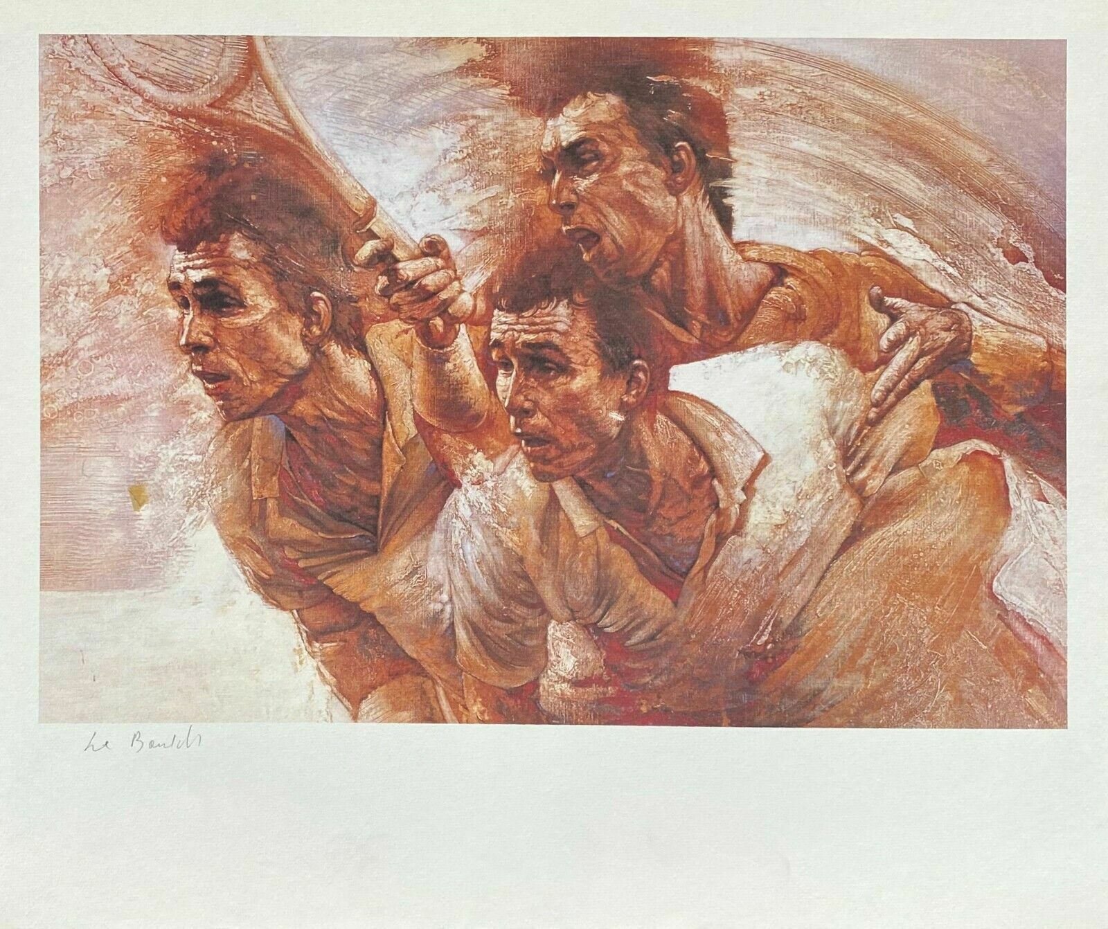 Le Boulch Jean Pierre   Signed Lithograph   Tennis Roland Garros Wimbledon