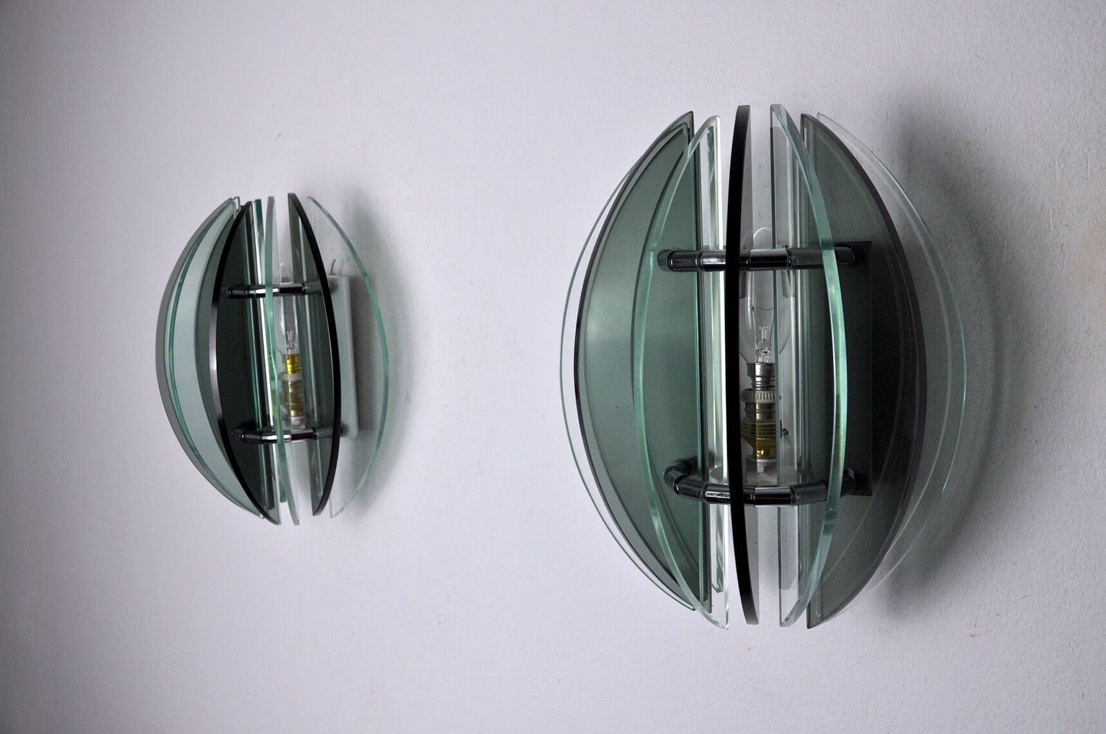 Pair Of Veca Sconces, Two Tone Murano Glass, Italy, 1960s photo vinterior