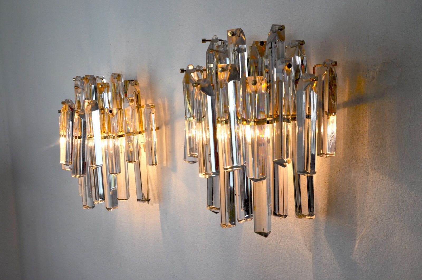 Pair Of Venini Sconces, 2 Levels, Murano Glass, Italy, 1970 photo furniture