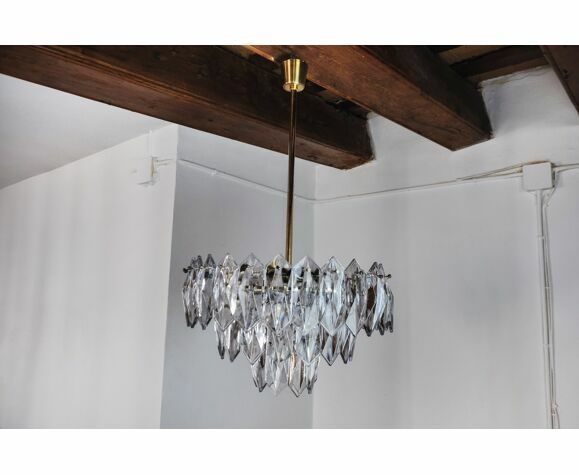 Jt Kalmar Chandelier, Cut Glass, 3 Levels, Austria 1970 photo vinterior
