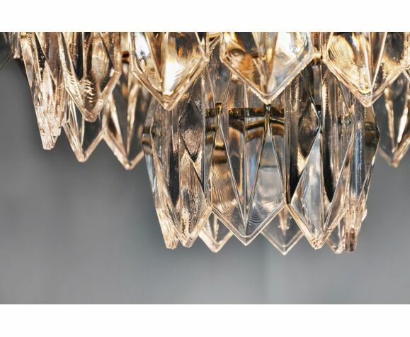 Jt Kalmar Chandelier, Cut Glass, 3 Levels, Austria 1970 photo vintage