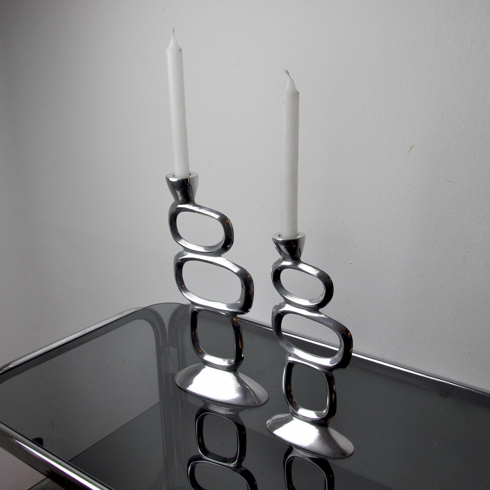 Pair Of Circle Candlesticks By Matthew Hilton, England, 1980 photo vinterior