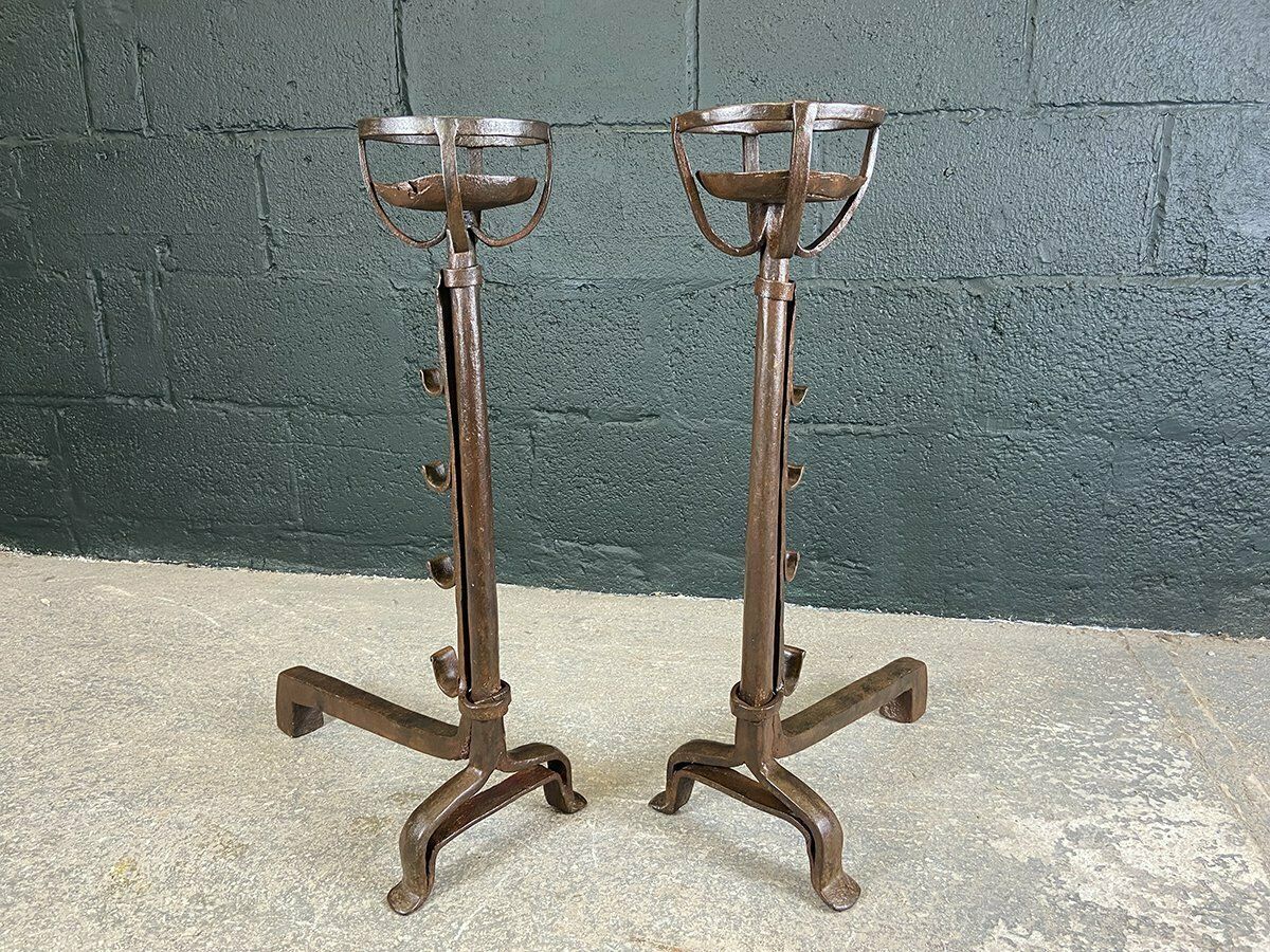Pair Of French Wrought Iron Fire Dogs photo for sale