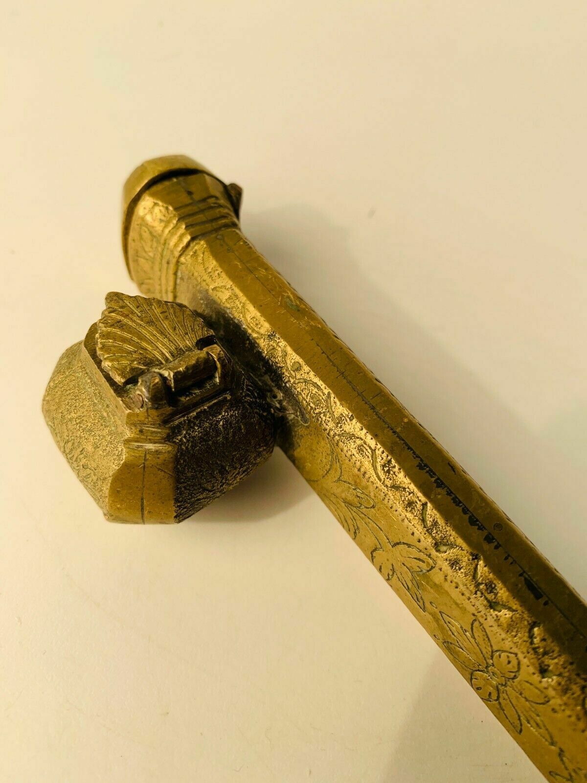 Antique Oriental Brass Brush & Ink Holder photo Home Decor