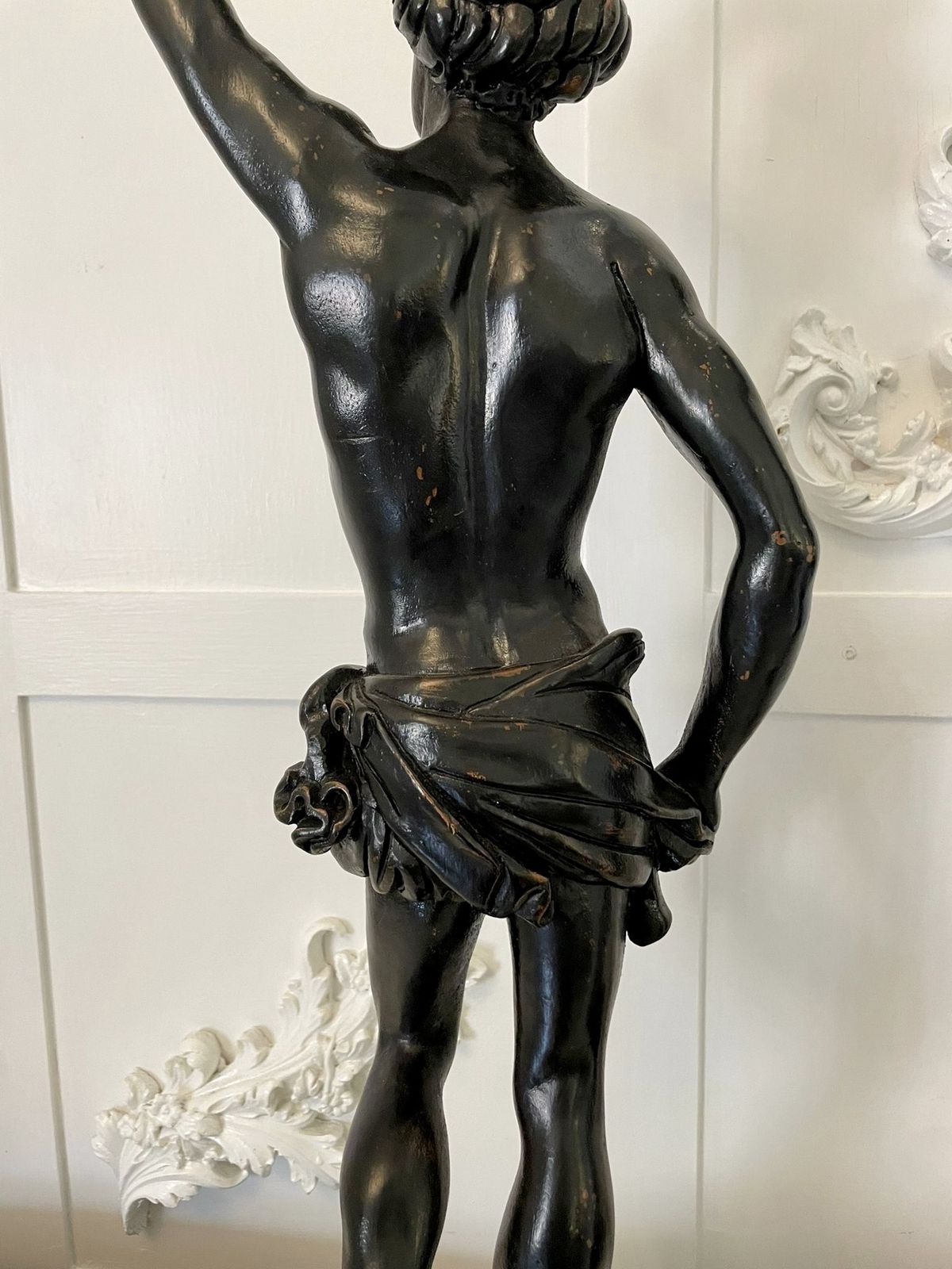 Fine Pair Of Antique Carved Ebonised Figures photo vintage
