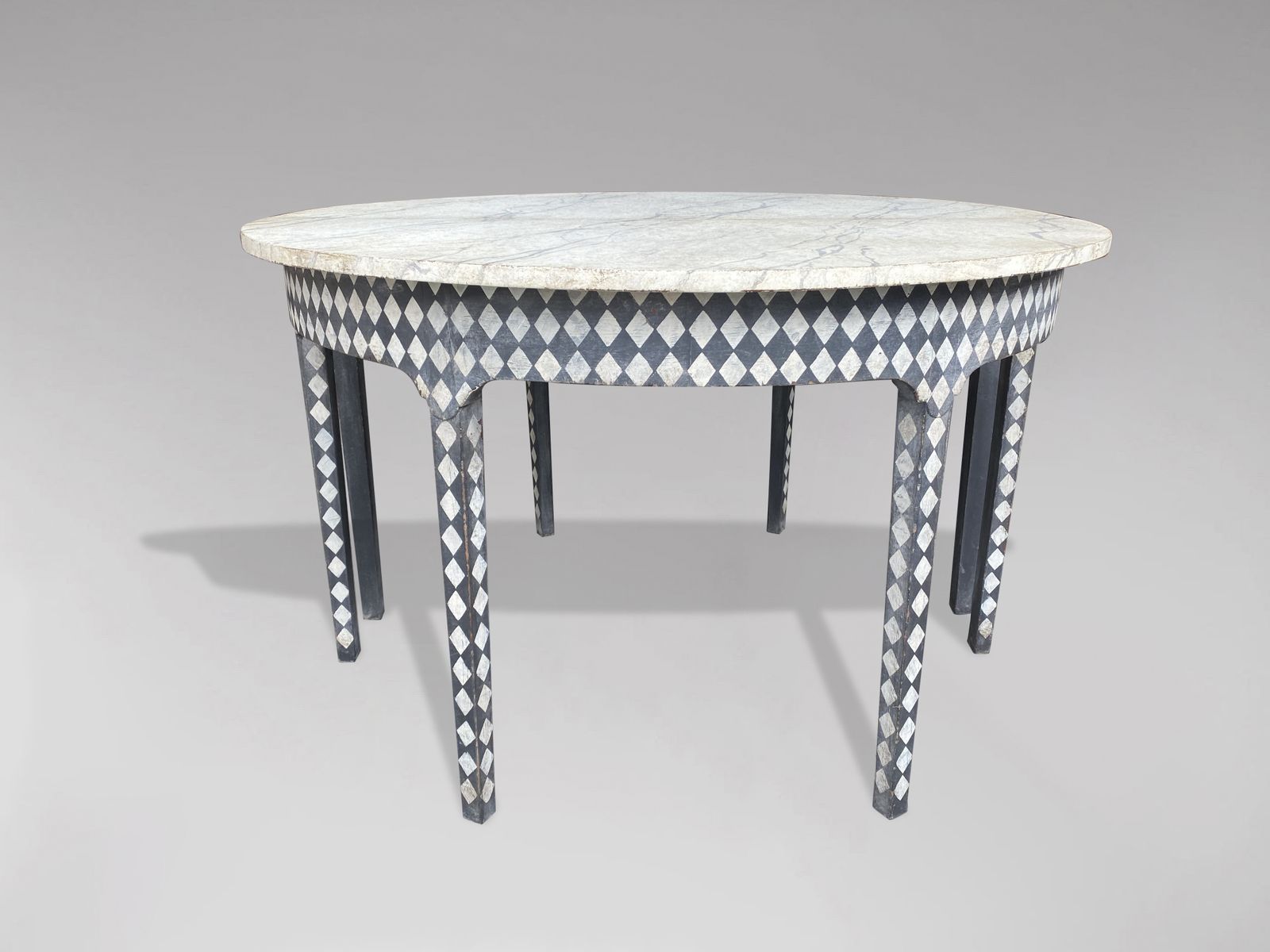 Pair Of 19th Century Painted Demi Lune Console Tables photo for sale